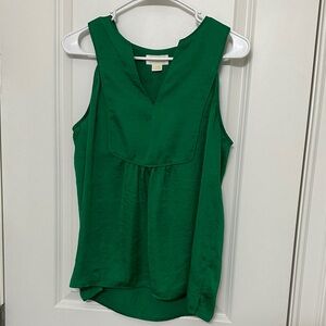 Anthropologie Green Satin Tank